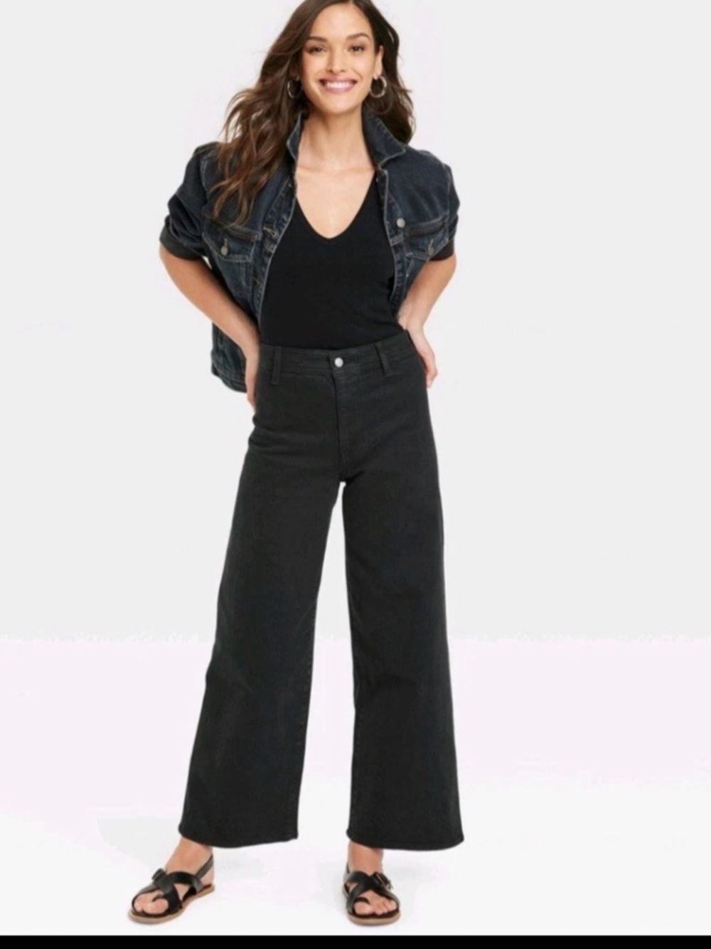 Universal Thread Women’s High-Rise Sailor Wide Leg Ankle Jeans Black Size 14